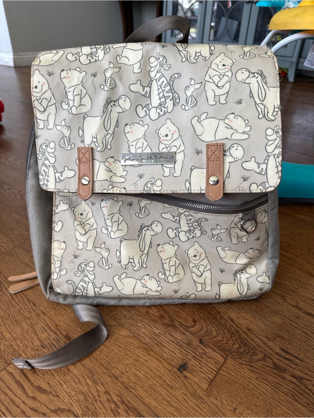 Petunia Pickle Bottom Beige Winnie the Pooh Print Kids Backpack